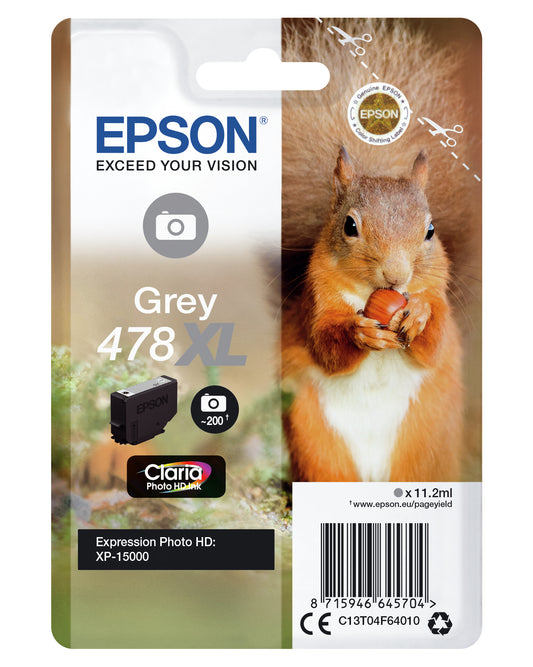 Epson 478XL Gris Cartucho de Tinta Original - C13T04F64010. 200 Paginas