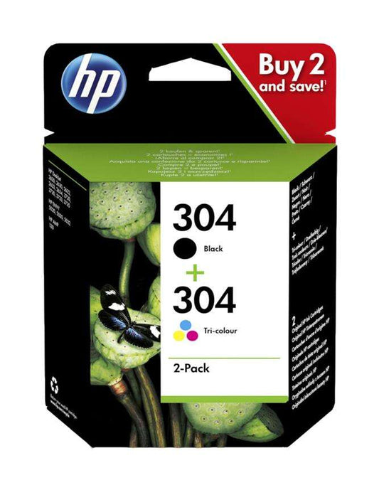 HP 304 Black + Color 2-Pack Original Ink Cartridges - 3JB05AE
