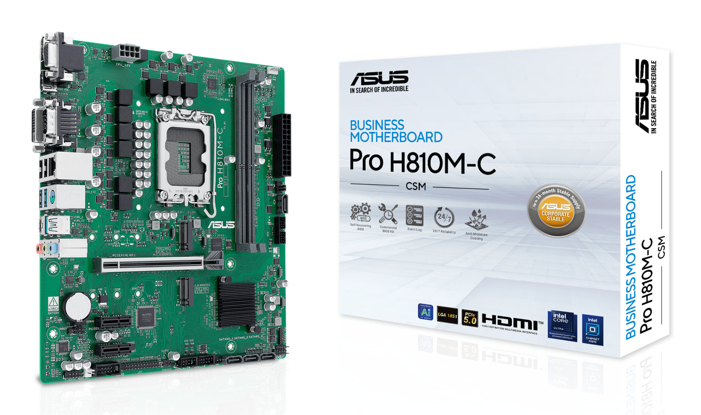 ASUS PRO H810M-C-CSM: (1851) DDR5 HDMI VGA DVI DP mATX