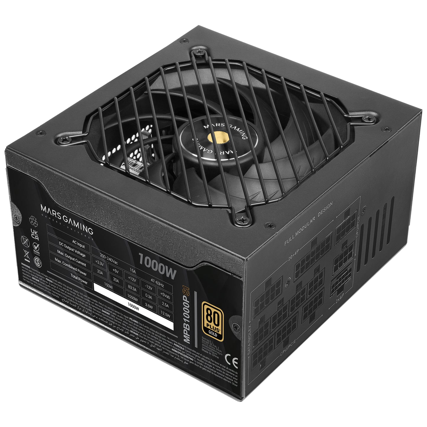 Mars Gaming ATX 1000W 80+Gold Black Power Supply (MPB1000PSI)