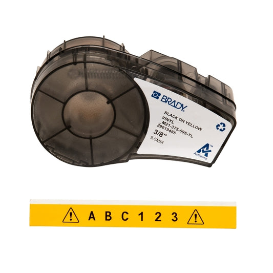 Brady M21-375-595-YL Cinta de Etiquetas Original Vinilo - Texto Negro sobre Fondo Amarillo - Ancho 9.53mm x 6,40m