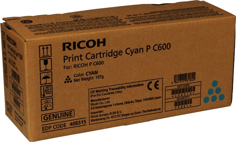 Ricoh PC600 Cyan Original Toner Cartridge - 408315/P C600C
