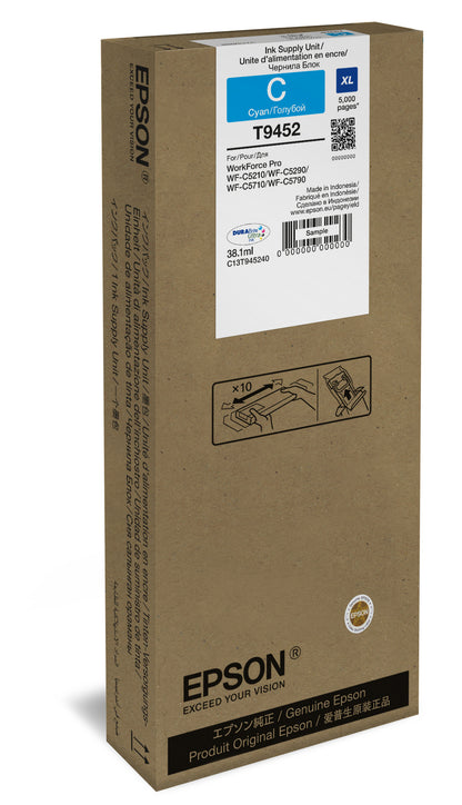 Epson T9452 Cyan Cartucho de Tinta Original - C13T945240. 5.000 Paginas