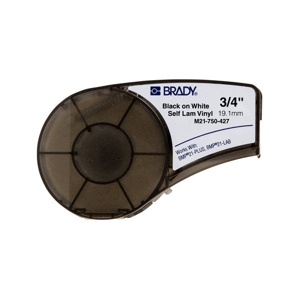 Brady M21-750-427 Cinta de Etiquetas Original de Vinilo - Texto Negro sobre Fondo Blanco - Ancho 19,1mm x 4,30m