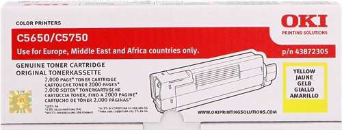 OKI C5650/C5750 Yellow Original Toner Cartridge - 43872305