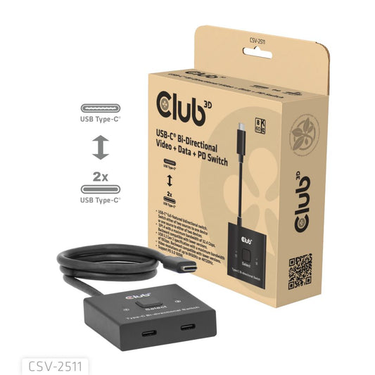 Switch Club 3D 8K UHD 2xUSB-C 2xDP Black (CSV-2511)