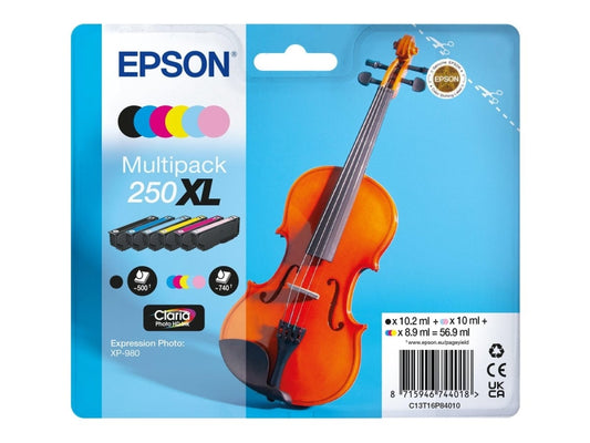 Epson 250XL Pack de 6 Cartuchos de Tinta Originales - C13T16P84010
