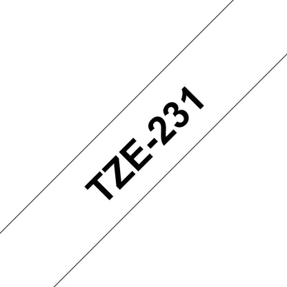 BROTHER Label Tape 12mm 8m Black on White (TZe-231)