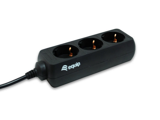 Regleta EQUIP 3xSchuko Cable 1.1m Negra (EQ333280)