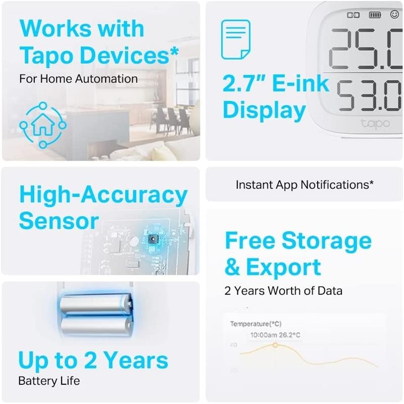 SENSOR TP-LINK TAPO T315 TEMPERATURA/HUMEDAD WIRELESS