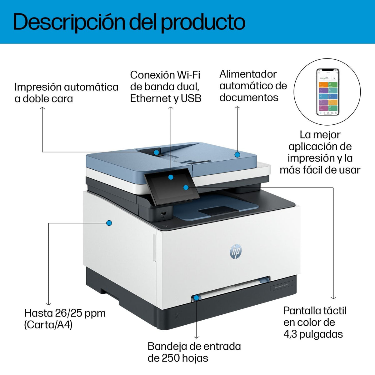 HP LaserJet Pro 3302sdw Inalámbrico Multifunction Color Impresora, Fotocopiadora, escáner; Dúplex