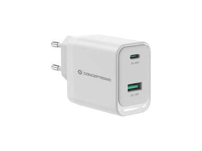 Cargador CONCEPTRONIC USB-A/C 45W PD 3.0 (ALTHEA20W45)