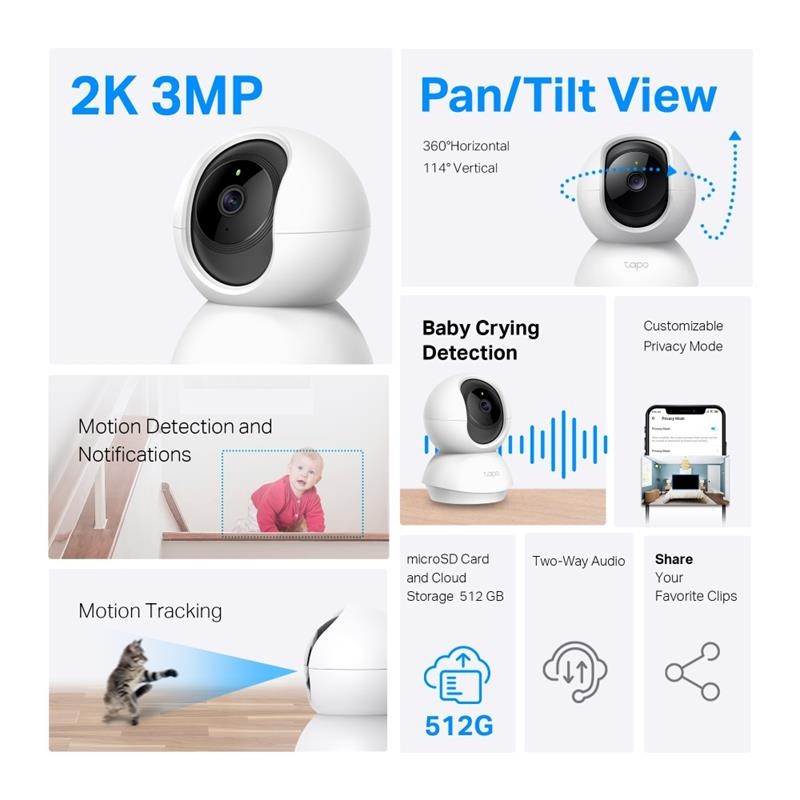 CAMARA IP TP-LINK TAPO TC71 WIFI 2K 360º INTERIOR