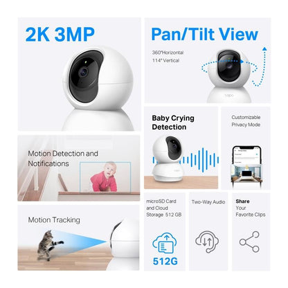CAMARA IP TP-LINK TAPO TC71 WIFI 2K 360º INTERIOR