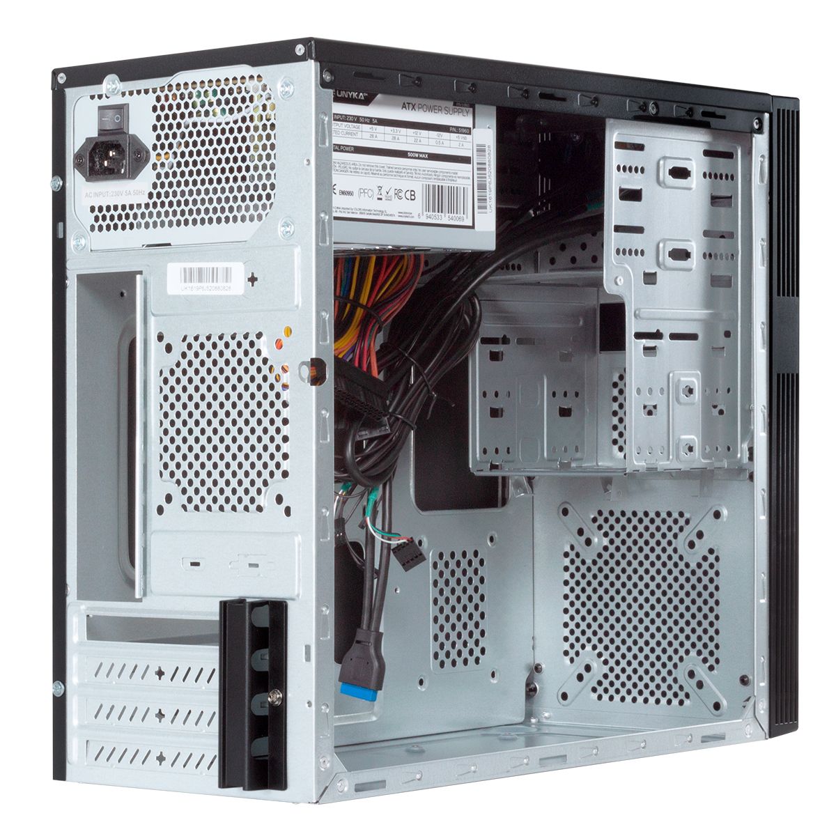 Caja Unyka Grey Rain Evo 500W mATX Negra (52088)