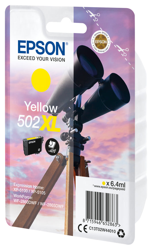 Epson 502XL Amarillo Cartucho de Tinta Original - C13T02W44010. 470 Paginas