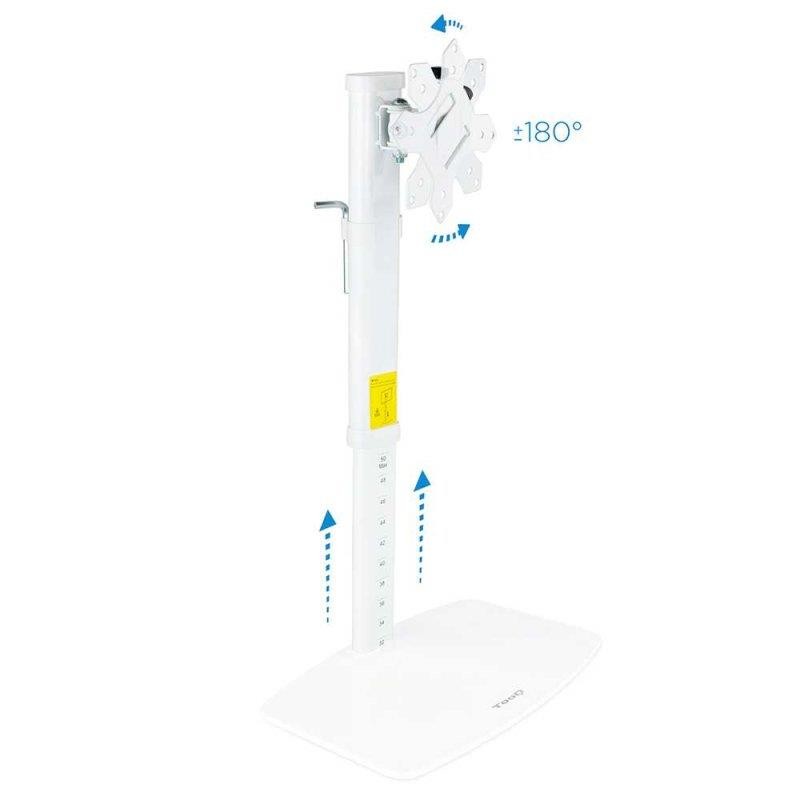 SOPORTE DE MESA TV MONITOR TOOQ REG.ALTURA GIR. INCL. 17"-27" WHITE