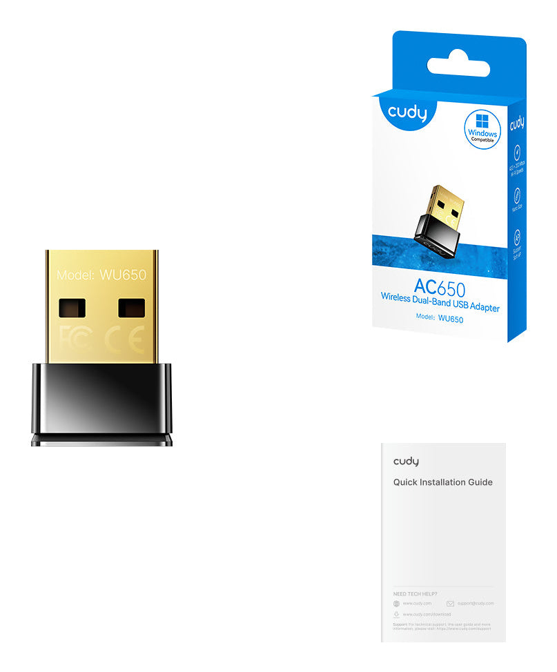 Adaptador CUDY AC650 WiFi DualBand USB 2.0 (WU650)