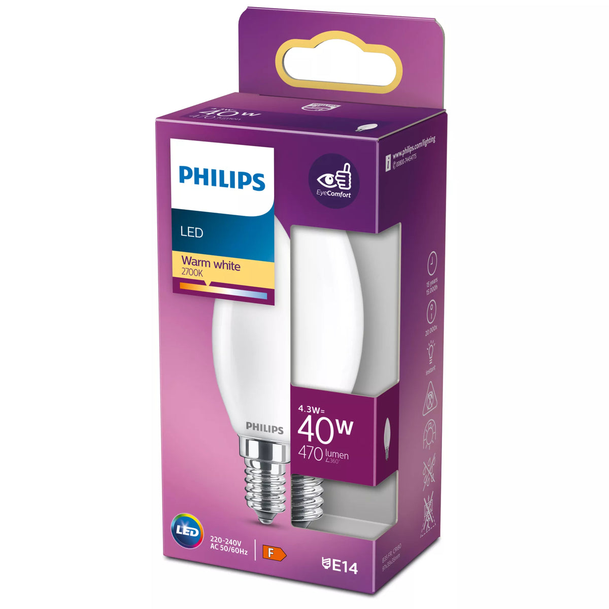 Bombilla Philips LED Classic 40W B35 E14 (929001345355)