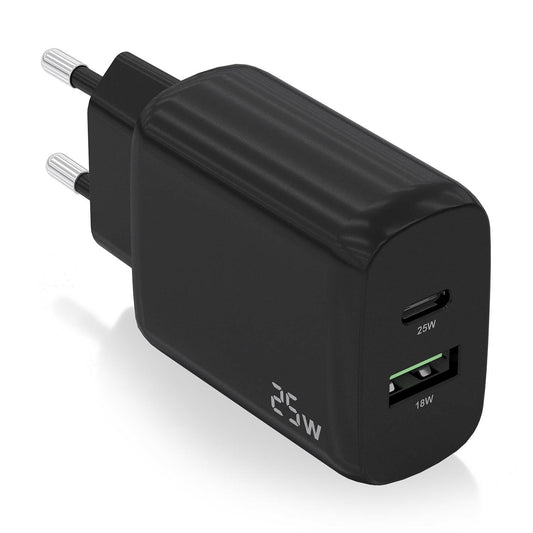 Cargador Pared AISENS USB-C USB-A 25W Negro (A110-0759)