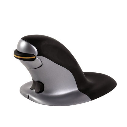 Raton penguin vertical ergonomico inalambrico con receptor USB laser formato mediano ambidiestro negro/plata