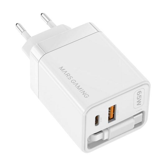 Cargador Mars Gaming Retráctil USB-A/C Blanco MDGAN65RW