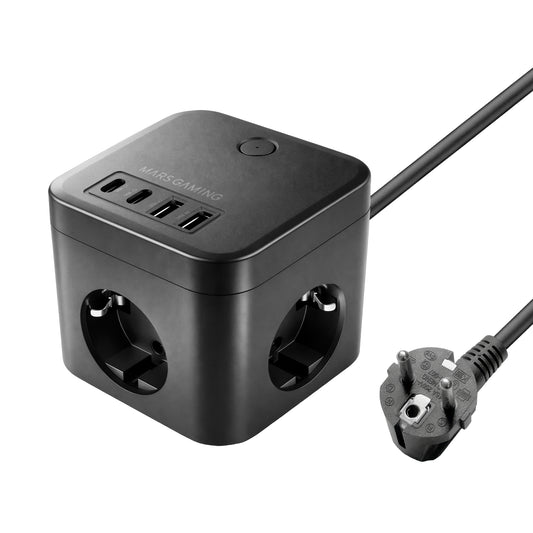 Cargador Mars Gaming 3xSchuko 2USB-A 2USB-C (MDCUBE35)
