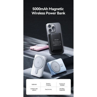 POWERBANK VENTION 5000MAH 20W WIRELESS SMARTPHONE MAGNETIC ROSE