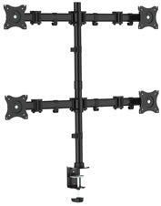 Soporte de monitor/tv para mesa desde 13' hasta 27' doble brazo articulado soporta 4 monitor/tv VESA estandar hasta 8kg negro