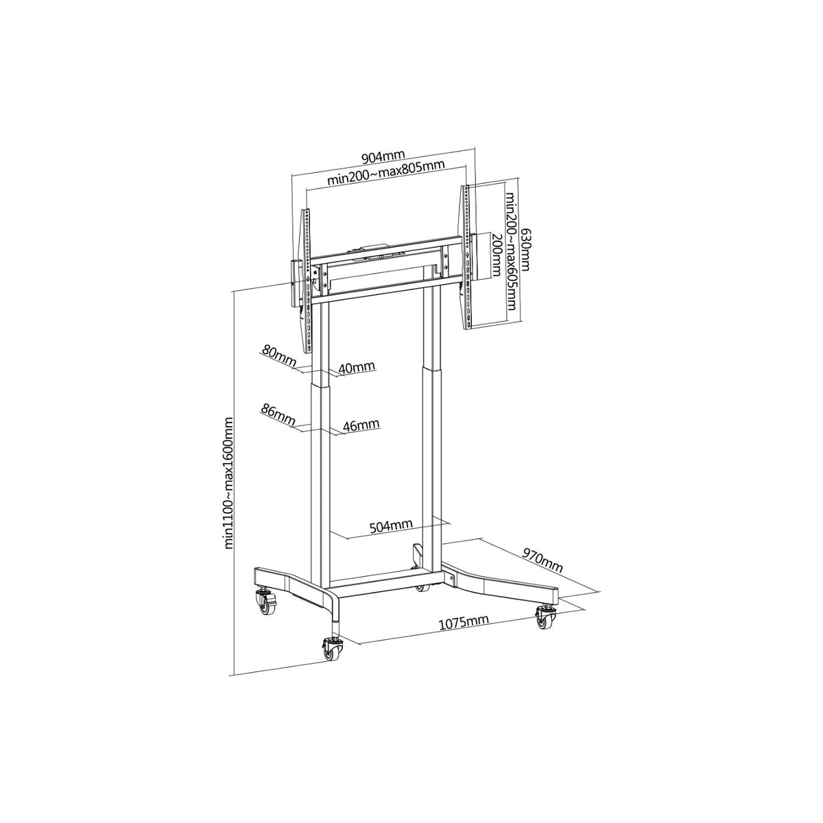 Soporte Suelo EQUIP Motorizado 55"-100" Negro (650632)