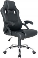 Silla de oficina ergonomica con recubrimento de cuero de pu de alta calidad diseño -promo color negro.