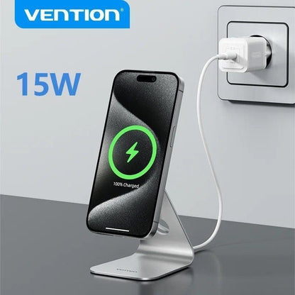 CARGADOR VENTION SOBREMESA SMARTPHONE MAGSAFE 15W WIRELESS 1M SILVER