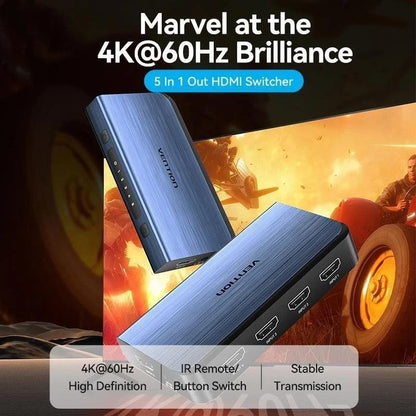 SWITCH CONMUTADOR VENTION HDMI 2.0 4K HDMI/H - 4XHDMI/H BLUE