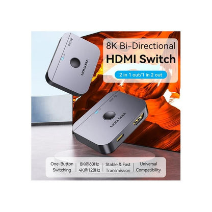 SWITCH/SPLITTER VENTION HDMI 2.1/H - X2HDMI/H USB-C/H BIDIRECCIONAL 8K