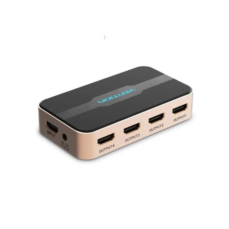 DUPLICADOR VENTION 5XHDMI HEMBRA - HDMI MACHO GOLD/BLACK