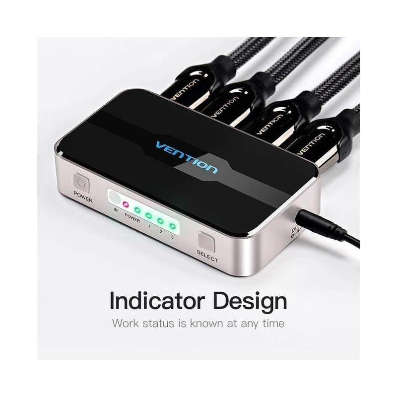 DUPLICADOR VENTION 4XHDMI HEMBRA - HDMI MACHO SILVER/BLACK