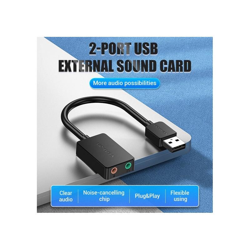 TARJETA DE SONIDO 2.1 VENTION USB-A JACK 3.5MM BLACK