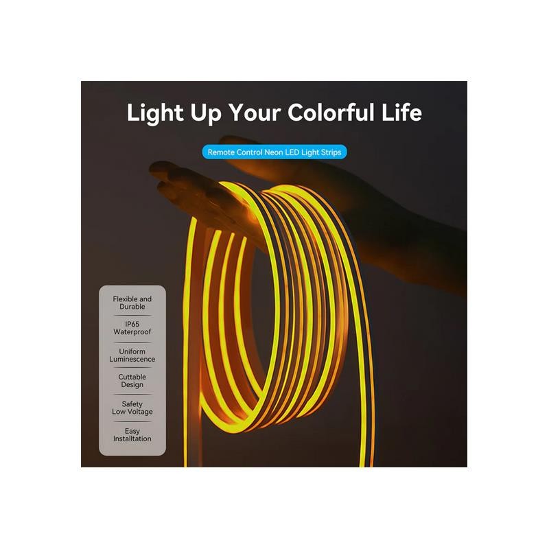 TIRA LED VENTION SILICONA NEON RGB CONTROL REMOTO 5V 2M