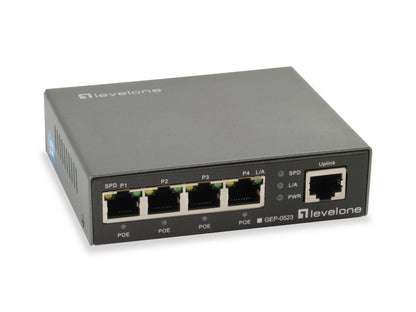 LevelOne Switch 5 puertos RJ45 10/100/1000mbps con 4 puertos POE 60w sobremesa (GEP-0523)