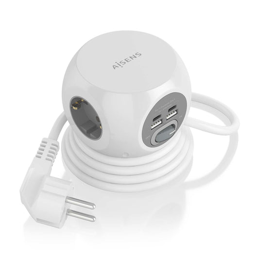 Regleta AISENS 3Schuko 4USB Interruptor (ASPS-2A2C04-W)