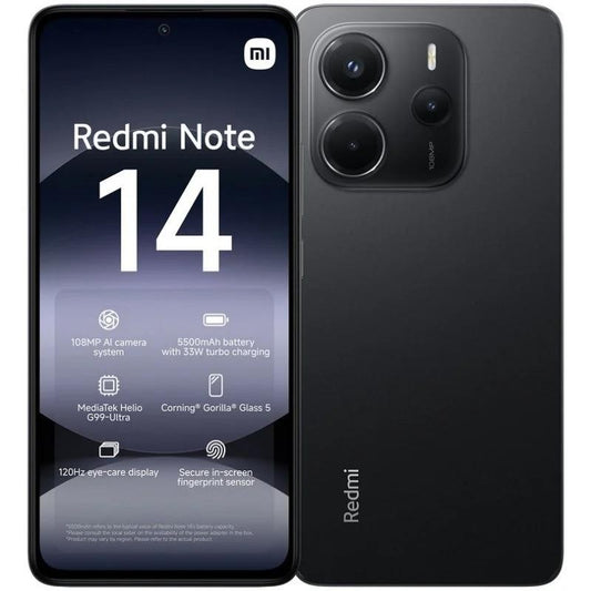 SMARTPHONE XIAOMI REDMI NOTE 14 6.67" 8GB/256GB/108MP/NFC/4G BLACK