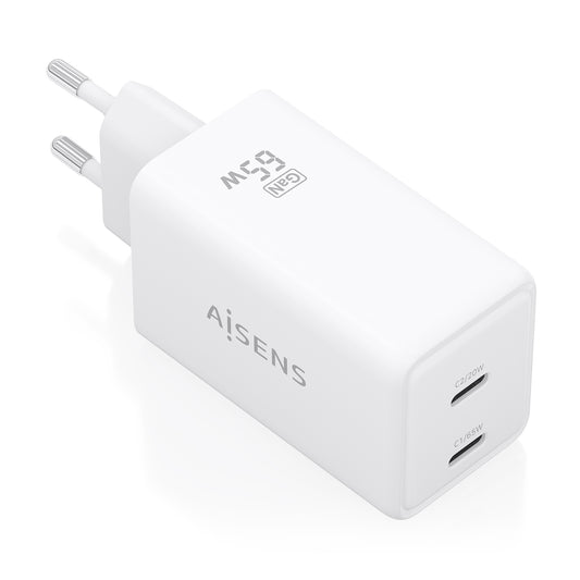 AISENS GaN 65W 2xUSB-C Wall Charger (ASCH-65W2P078-W)