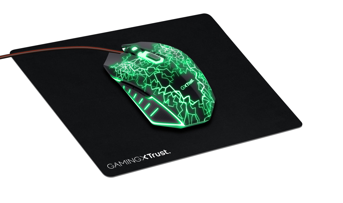 Pack Gaming Trust Ratón+Alfombrilla RGB Negro (24625)