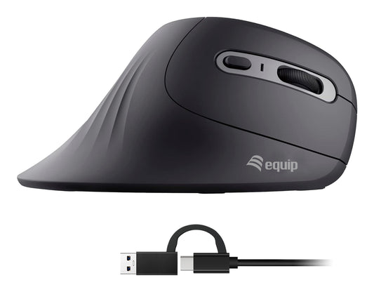 Ratón Vertical EQUIP USB-A/C 7200dpi Negro (EQ245119)