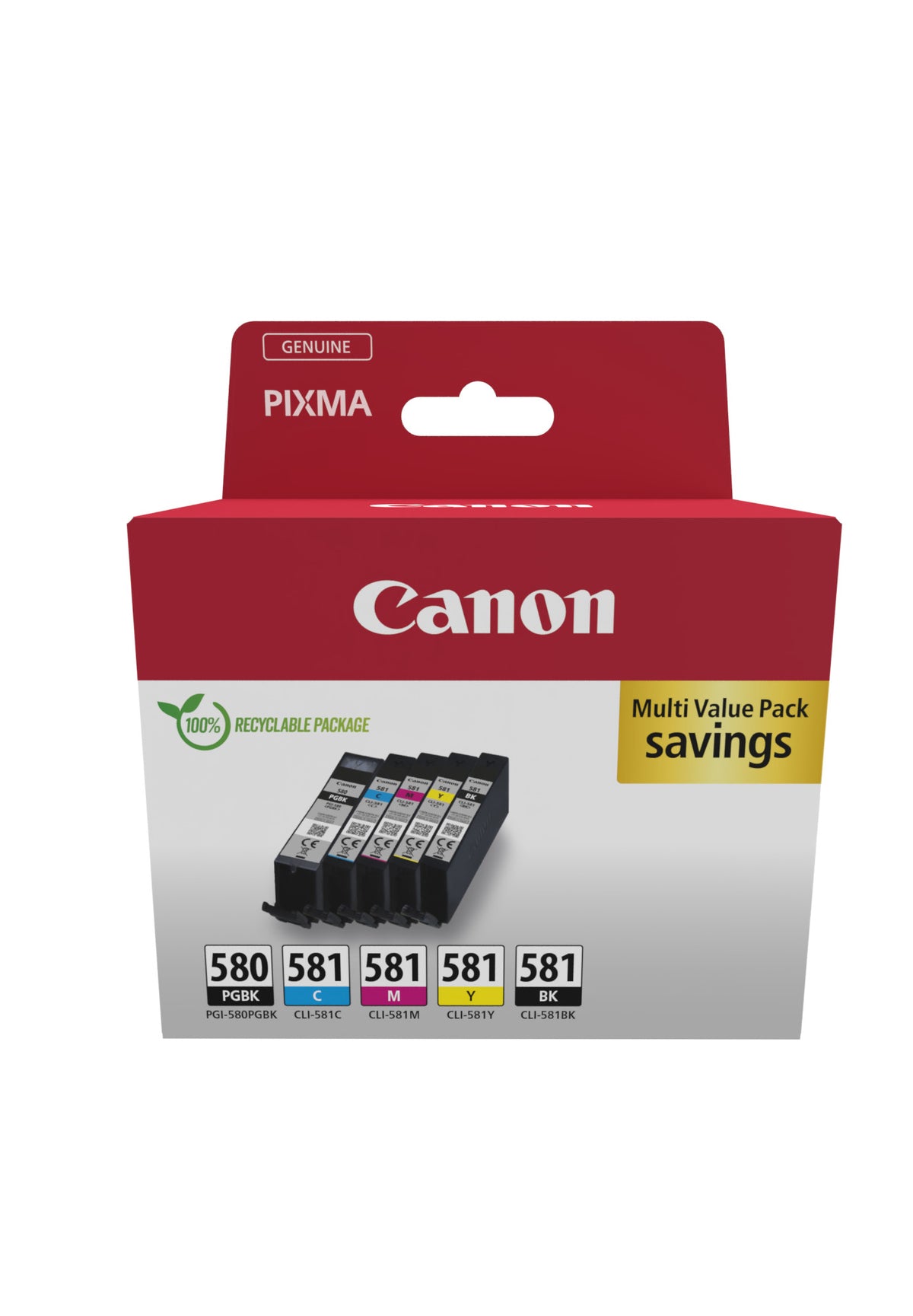Canon PGI580/CLI581 Pack de 5 Cartuchos de Tinta Originales - 2078C007. 1x 11.2 ml / 4x 5.6 ml