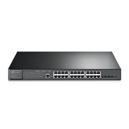TP-Link Switch 24 puertos RJ45 10/100/1000mbps POE l2+ jetstream + 4 puertos 10gesfp+ sobremesa, montaje en rack (TL-SG3428XMP)