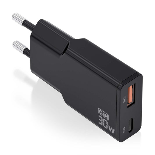 AISENS Wall Charger USB-A USB-C 30W(ASCH-30W2P047-BK)