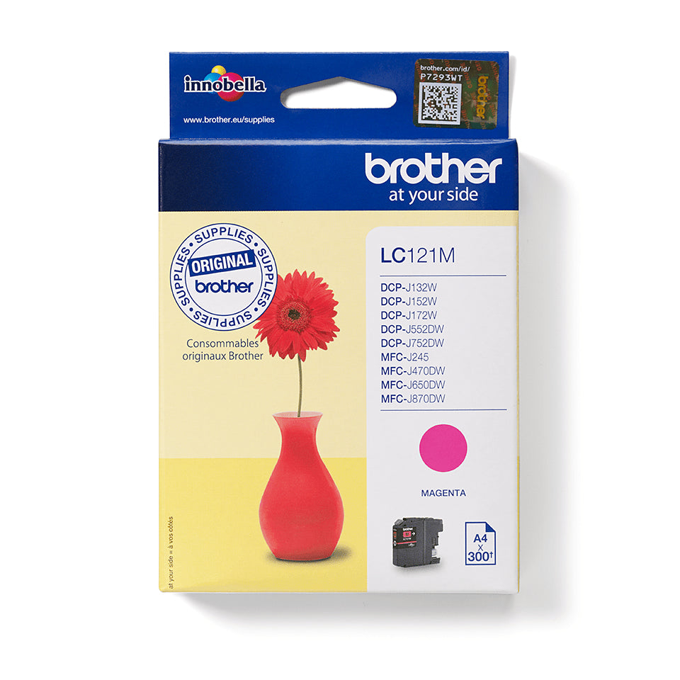 Brother LC121 Magenta Cartucho de Tinta Original - LC121MBP. 300 Paginas