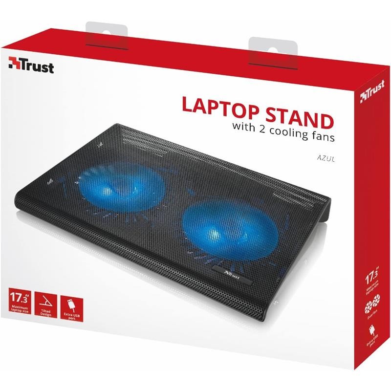 SOPORTE + VENTILADOR NOTEBOOK TRUST HASTA 17.4" BLACK