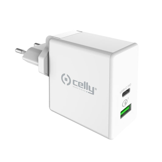 Celly 45W Wall Charger 1xUSB-C 1xUSB-A (TCUSBC45WWH)